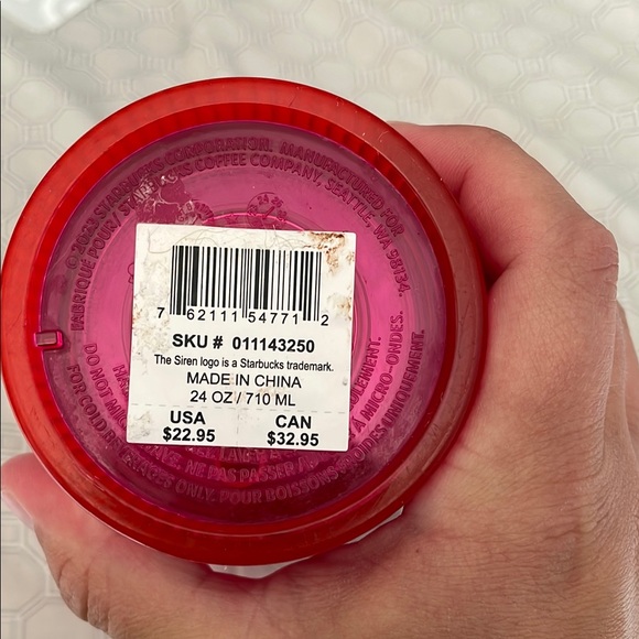 Starbucks Fuchsia Tumbler with Bright Yellow Straw - Picture 2 of 2